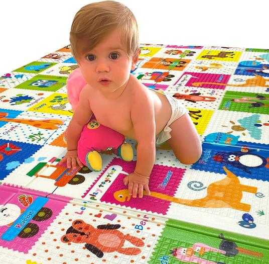 Maxi Tappeto Gioco Pieghevole Primi Passi per Neonati e Bambini cm 200x150 - Alto Spessore 10mm - 4