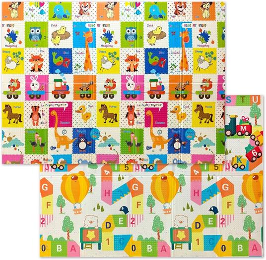 Maxi Tappeto Gioco Pieghevole Primi Passi per Neonati e Bambini cm 200x150 - Alto Spessore 10mm - 6