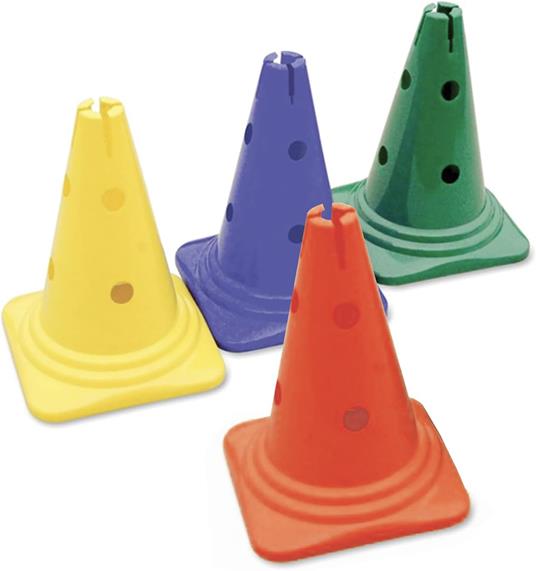 Coni Psicomotricità a 8 fori Altezza 30 cm. Set 4 Colori