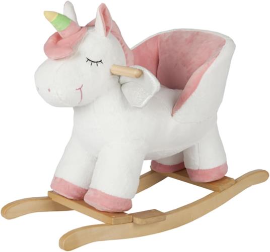 Unicorno a Dondolo Bianco, Morbido Peluche Cavalcabile per i Bambini Più Piccoli