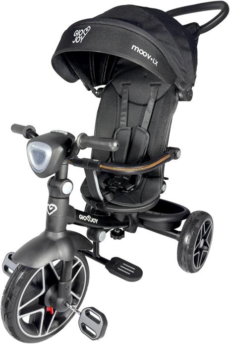 Triciclo Evolutivo Moov-LX 4-in-1 per Bambini dai 18 mesi, Telaio Nero, Rivestimenti Nero