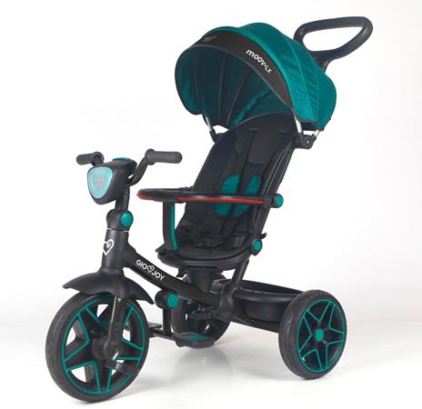 Triciclo Evolutivo 4-in-1 Moov-LX per Bambini dai 18 mesi, Telaio Nero, Rivestimenti Verde