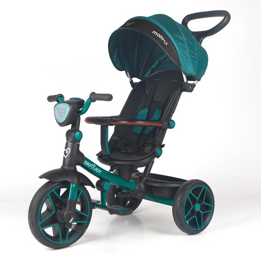 Triciclo Evolutivo 4-in-1 Moov-LX per Bambini dai 18 mesi, Telaio Verde, Rivestimenti Verde