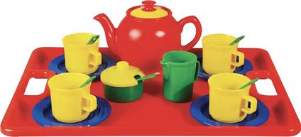 Servizio da Tè per Bambini, 19 Pezzi in Plastica con Vassoio