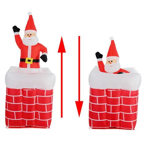 Gonfiabile Camino Con Babbo Natale Movimento Verticale 180Cm - 2