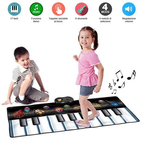 Tastiera Musicale Da Pavimento Keyboard 6 Strumenti Con Registratore E Demo