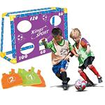 BAKAJI Porta da Calcio per Bambini in Plastica con Rete 130 x 100 cm per Allenamento Rigori e Punizioni con Telo Fori Punteggio Pallone Casacche e Dischetti