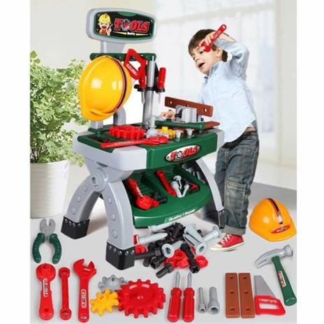 Banco Officina Per Bambini Con Elmetto Morsa Da Banco Attrezzi Accessori Lavoro - 2