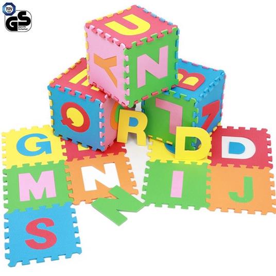 Tappeto Puzzle per Bambini Set 60 Pezzi Gioco Tappetino Lettere Alfabeto Gomma - 2