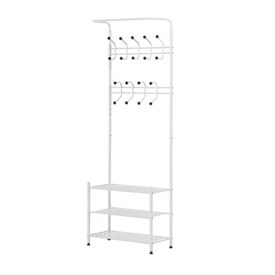 HOMCOM Set Mobili Ingresso 3 Pezzi con Panca Scarpiera, Appendiabiti a Muro e Specchio, Guardaroba da Camera e Corridoio in Legno, 80x27x46.5 cm, Marrone Scuro