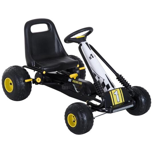 Homcom Go-Kart a Pedali per Bambini Nero e Giallo - 2