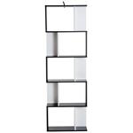 Libreria da Muro Moderna 5 Ripiani in Legno Bianco e Nero, 60x24x1184.5cm