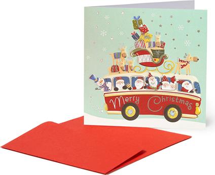 Biglietto auguri Legami Christmas, Pulmino di Natale - 7x7 cm