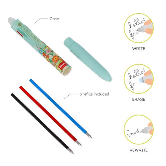 Penna gel cancellabile. Make Mistakes - 3-Colour Erasable Gel Pen - Flowers - 3