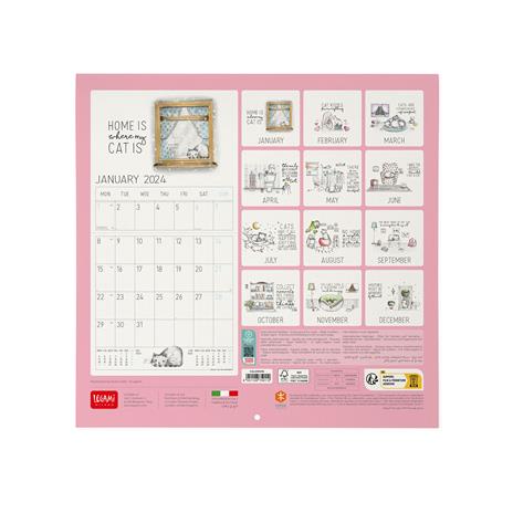 Calendario 2024, da parete, carta non patinata - 30 x 29 cm SKETCHY CATS - 3