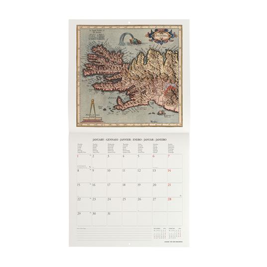 Calendario 2024, da parete, carta non patinata - 30 x 29 cm VINTAGE MAPS - 2