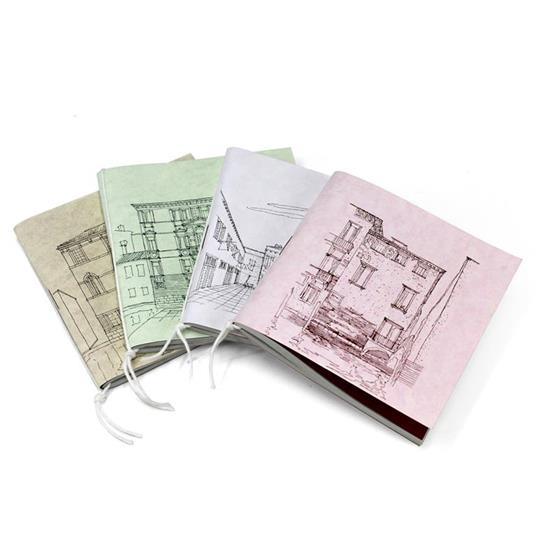 Arbos Kit 4 Quaderni Venezia Segreta, 10x10 cm, 100 Pagine Bianche, Carta Riciclata 100gr