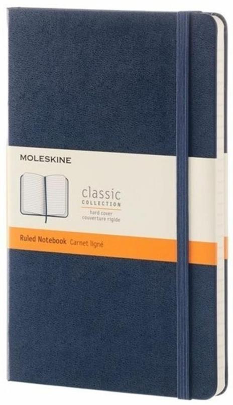 Taccuino Moleskine large a righe copertina rigida blu. Sapphire Blue