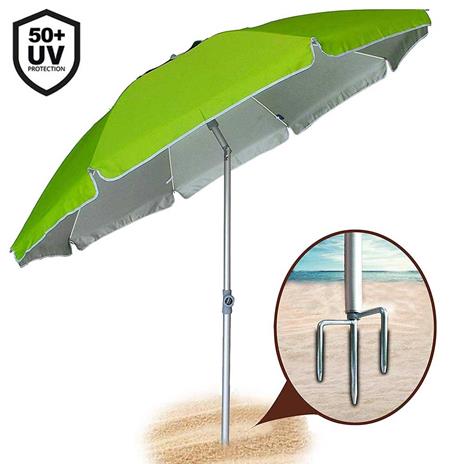 Ombrellone Mare Spiaggia Giardino 210cm in Alluminio con Punta Tridente - 2