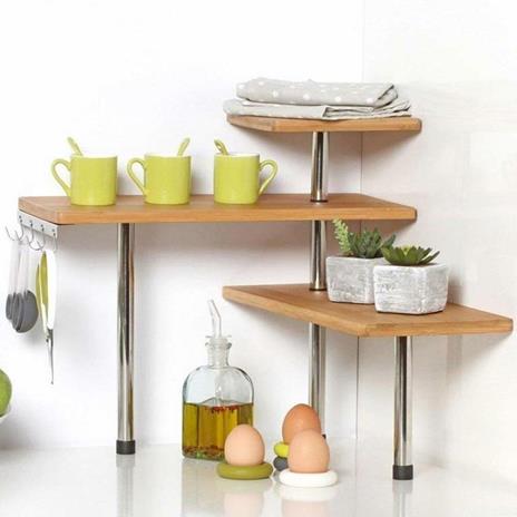 Scaffale ad Angolo a 3 Piani DREI Schichten Decorazione per la Casa Soggiorno Camera da Letto Bagno Cucina 30x45 cm Scaffale Angolare per Il Bagno e la Casa Mensola Angolare in Legno 
