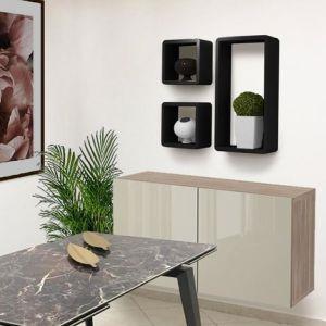 3 Mensole Da Parete Moderne Design Cubo Rettangolo Mensola Scaffale Legno  Nero - ND - Idee regalo