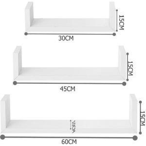 Set 3 Mensole Da Parete Moderne Design Con Bordi Mensola Scaffale Legno Bianco - 5