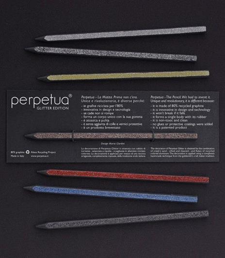 Matita Perpetua Glitter Edition Made in Italy Idea Regalo colore argento scuro - 2