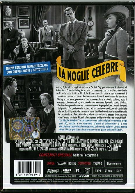 La moglie celebre<span>.</span> Edizione rimasterizzata di Henry C. Potter - DVD - 2