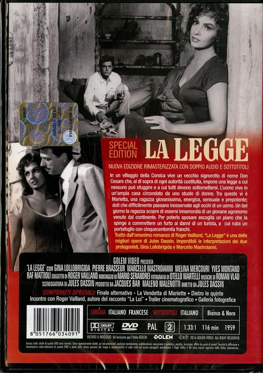 Legge. Special Edition (DVD) di Jules Dassin - DVD - 2