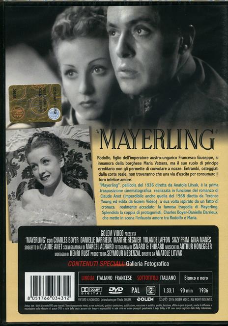 Mayerling di Anatole Litvak - DVD - 2