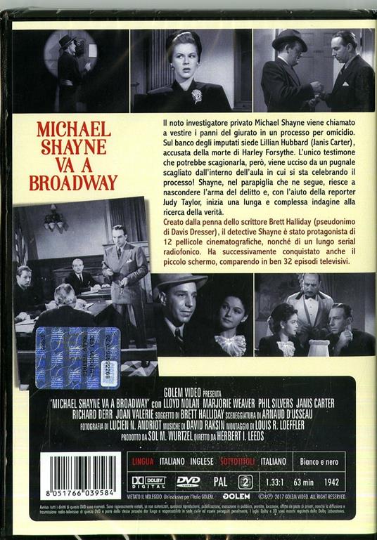 Michael Shayne va a Broadway (DVD) di Herbert I. Leeds - DVD - 2