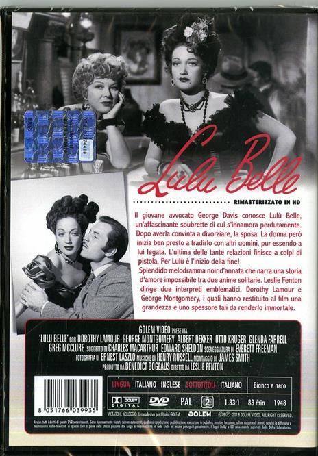 Lulù Belle. Rimasterizzato in HD (DVD) di Leslie Fenton - DVD - 2