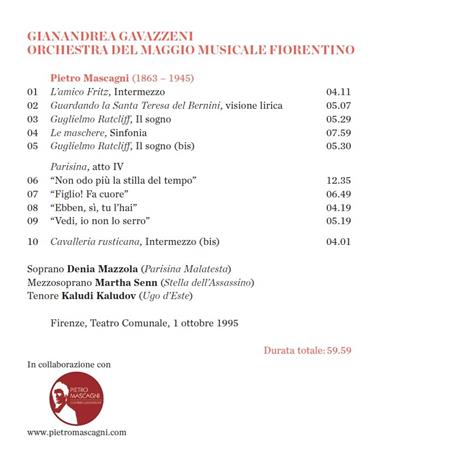 Parisina, Atto IV - Intermezzi e Sinfonie da opere - CD Audio di Pietro Mascagni,Gianandrea Gavazzeni,Denia Mazzola-Gavazzeni - 2