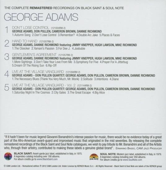 The Complete Remastered Recordings on Black Saint & Soul Note - CD Audio di George Adams - 2