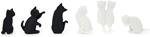 Set Of 6 Drink Markers - Meow - Black+White - Kitty