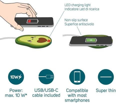 Caricabatterie Wireless per Smartphone Legami, Super Fast  Wireless Charger Rainbow - 6