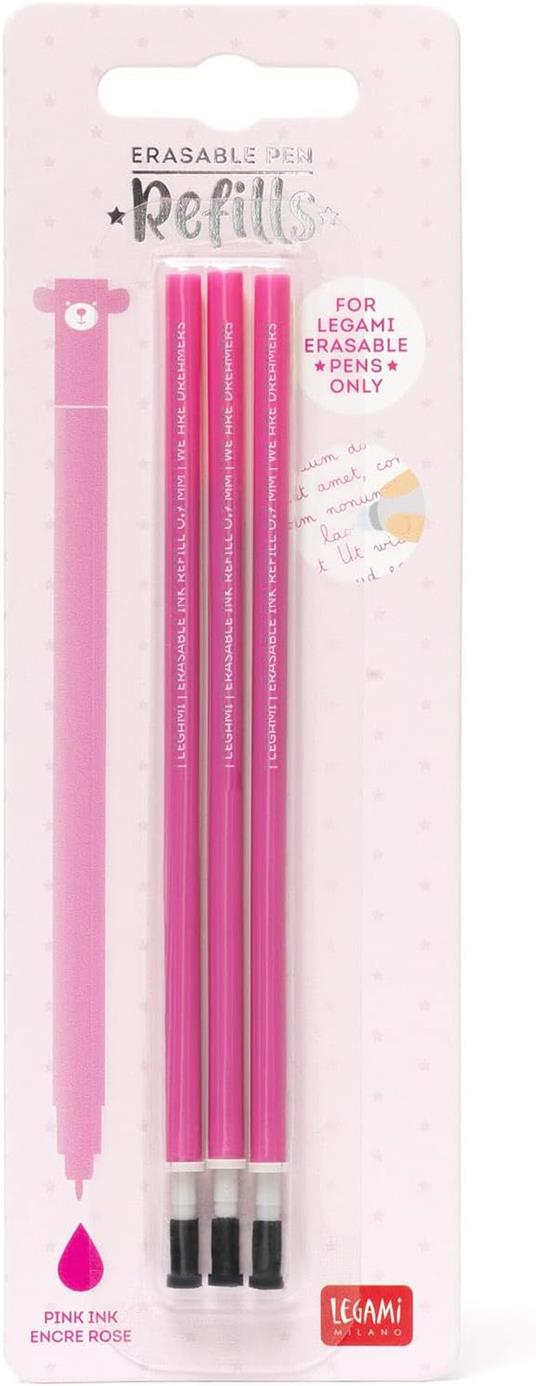 Refill penne cancellabili 3 pezzi - Pink - Legami - Cartoleria e scuola