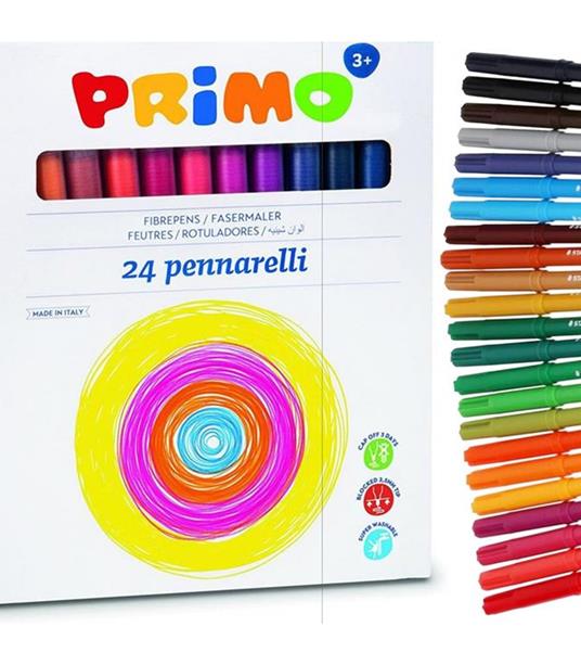 Confezione 24 Pennarelli Colorati Scuola Disegno Bambini Con Punta Sottile Fine