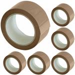 SET 6 NASTRI ADESIVI AVANA 50 MM X 66 MT CON ETICHETTA NASTRO IMBALLAGGI MARRONE