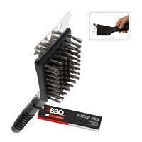 Spazzola Per Barbecue 3 In 1 - Setole Acciaio Inox, Raschietto E Manico