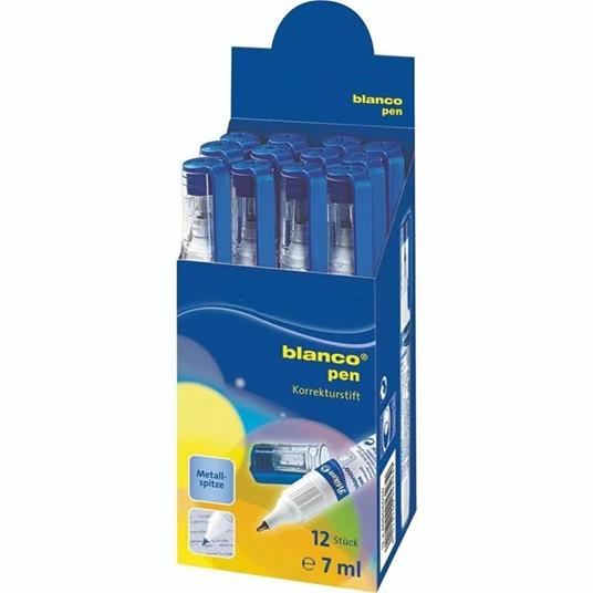 Set 12 Pz Correttore Blanco 7Ml Bianco Penna Bianchetto Punta In