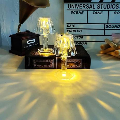 Mini Lampada Effetto Cristallo Da Tavolo A Led Con Batteria Ricaricabile Locali - 3