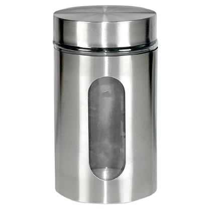 Barattolo Con Oblò In Acciaio Inox 18X10Cm Capacità 900Ml Accessorio Contenitore