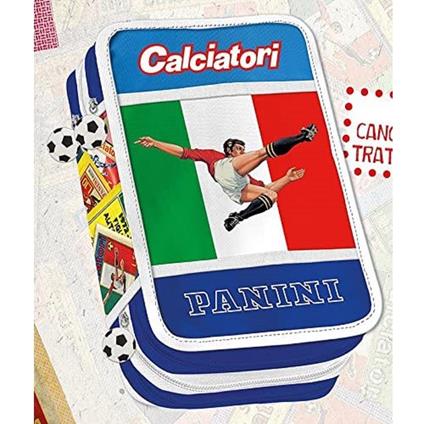 Astuccio 3 Zip Scomparti Calciatori Panini Porta Pastelli Accessoriato Scuola