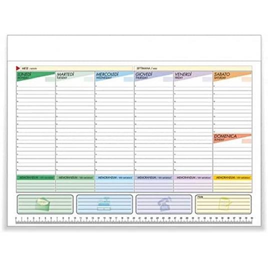 Planning Anno Da Tavolo Settimanale A Strappo 29,7X21Cm Bianco Agenda Calendario