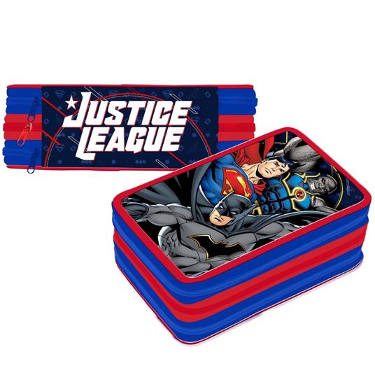 Astuccio 3 Zip Cerniere Portapastelli Matite Scuola Elementare Justice League