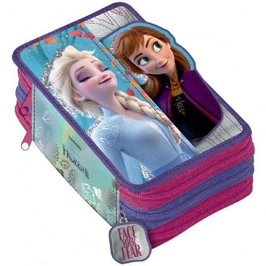 Astuccio Portapenne 3 Zip Scomparti Completo Frozen Ii Accessori