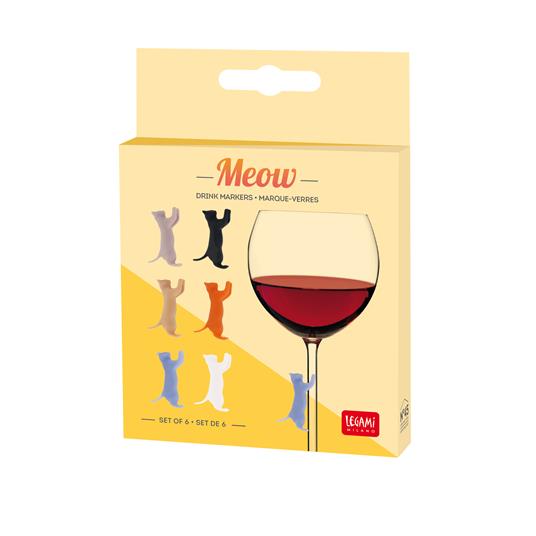 Segnalini per bevande. Set Of 6 Drink Markers - Meow - 2