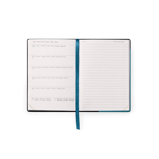 Agenda settimanale Legami 2024-2025, 18 mesi, Small Weekly Diary con Notebook - Teal Blue - 9,5 x 13,5 cm - 2