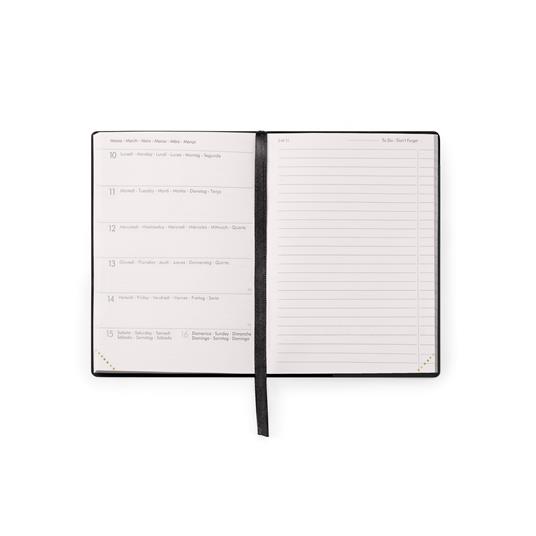 Agenda settimanale Legami 2024-2025, 18 mesi, Small Weekly Diary con Notebook - Black Diamond - 9,5 x 13,5 cm - 2